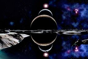 Landscape with planets clipart