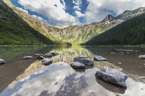 Avalanche lake and mountains