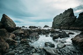 Landscape of the coast with rock formations