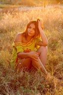 beautiful girl in the sunset