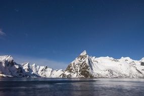 snow-capped mountains near the lake