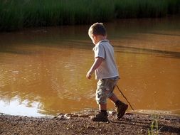 River Boy Alone Child Stik Way