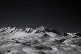 Snowy Mountains, black and white