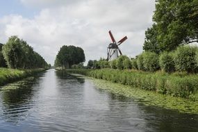 mill stands on the bank of a canal in Damme