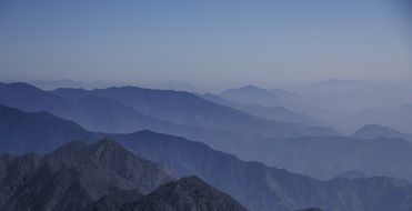 landscape of misty mountains in Nepal