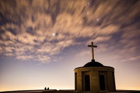 Starry sky and church