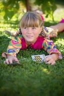 Girl playing cards