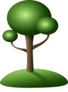graphic image of a green tree on a green island