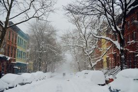 frosty weather on the street of the old town