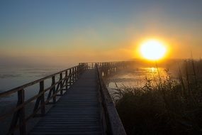 wooden bridge over the lake in Bad Buchau