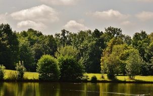 sunny day over a picturesque pond