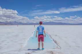 athlete on salt marshes in argentina