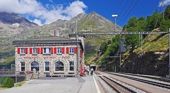 landscape of station of Bernina railway