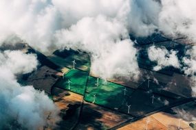 aerial view of the building in smoke