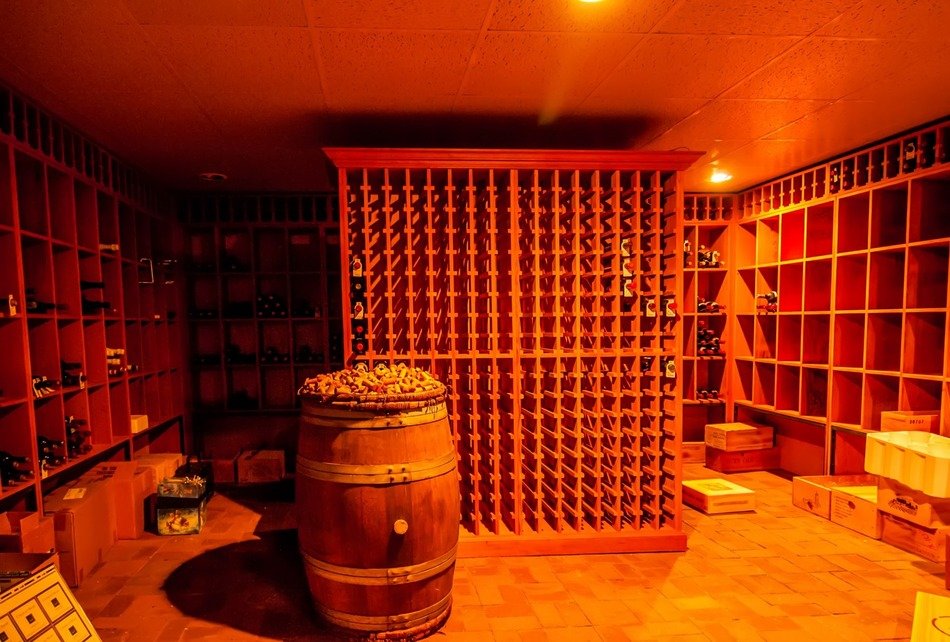 Colorful room with a lot of alcohol in the basement