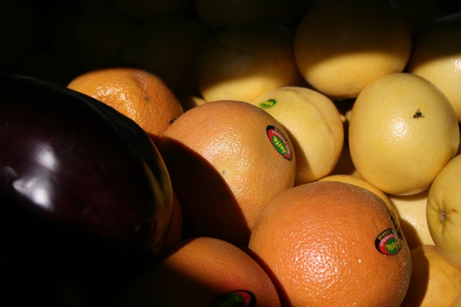 Fresh Oranges and Eggplant