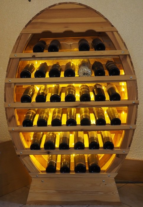 backlit wine rack