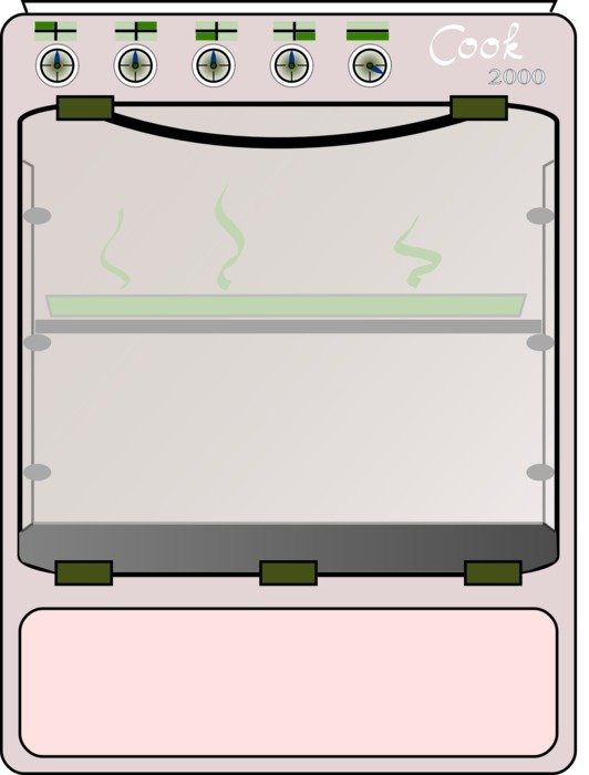 Pink oven at white background