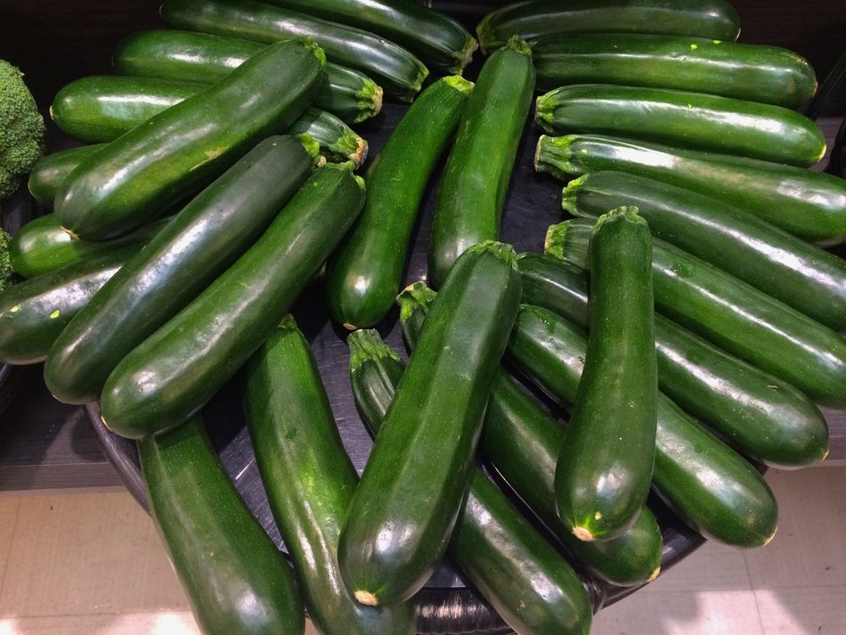 green zucchini on the counter in Japan