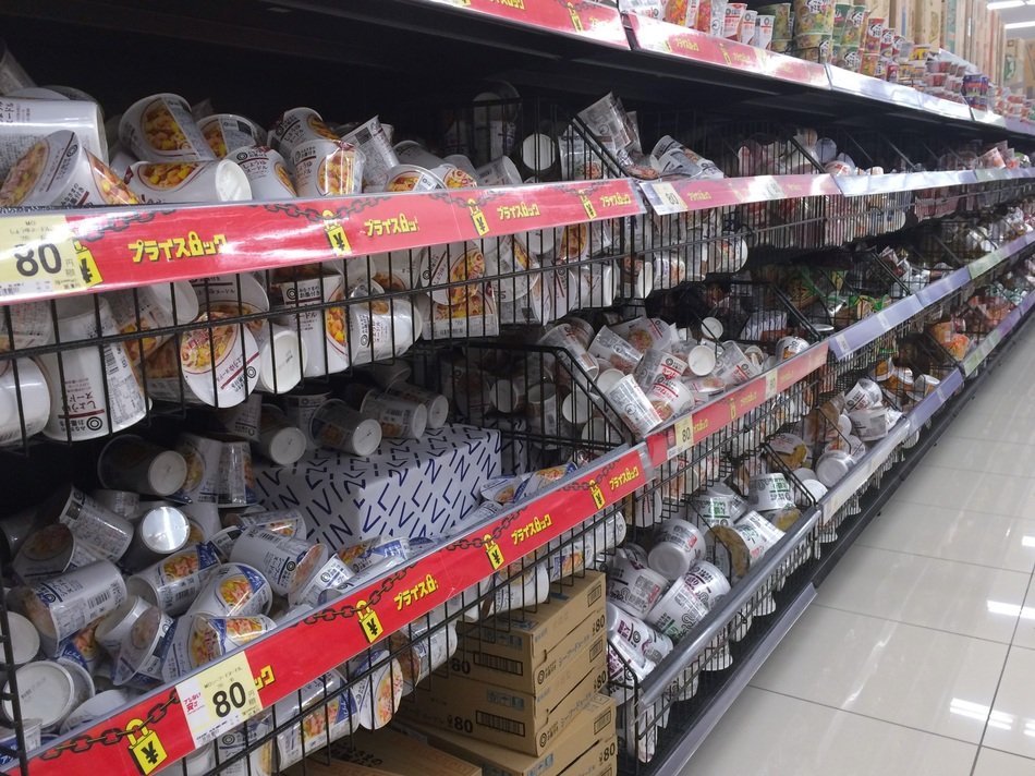 racks in the supermarket