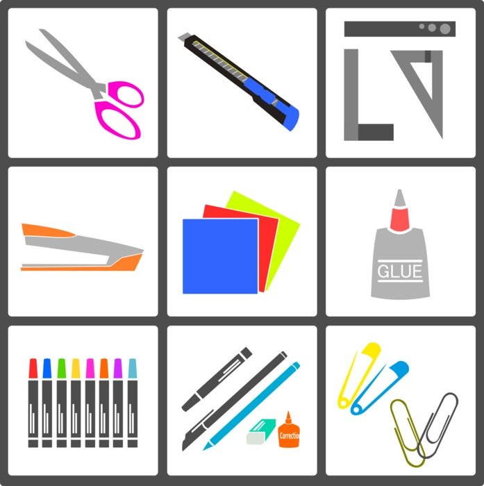 Handicraft tools, origami, illustration
