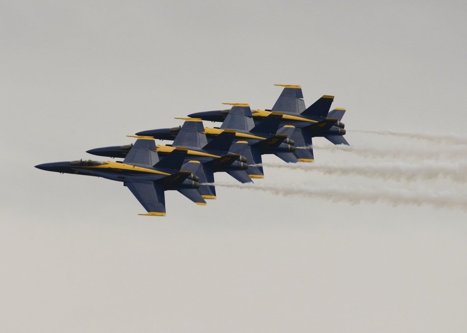 blue angels demonstrating maneuvers