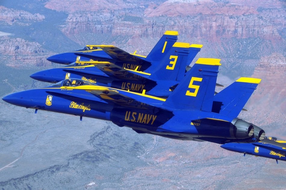 blue angels with yellow numbers
