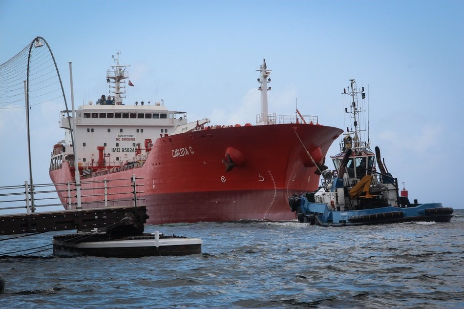 cargo ship near the coast