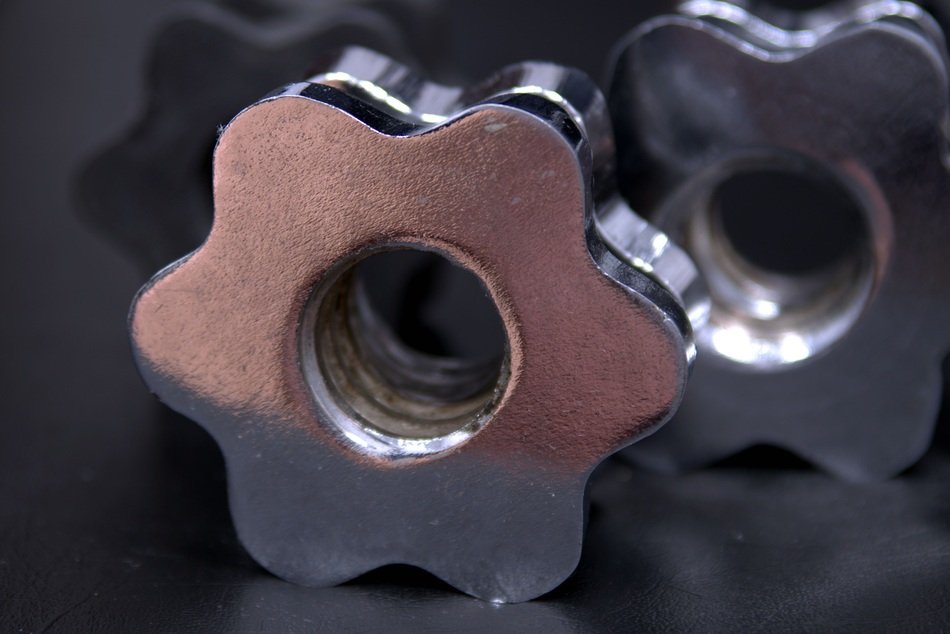 closeup picture of chromed nuts with thread
