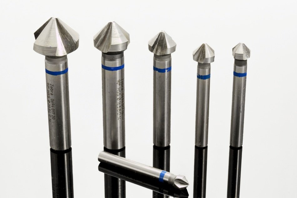 metal countersinks at white background