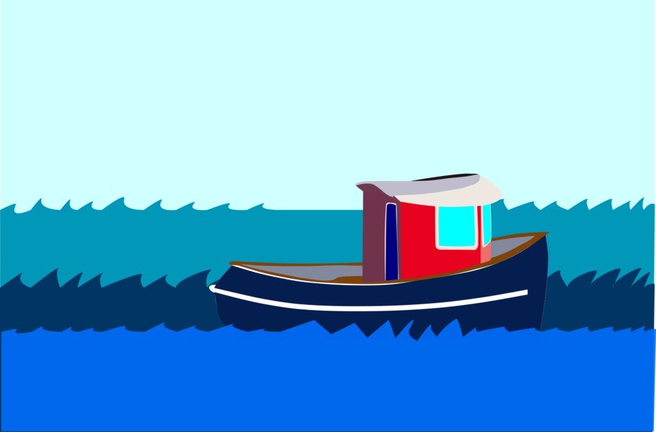 painted boat in the blue sea