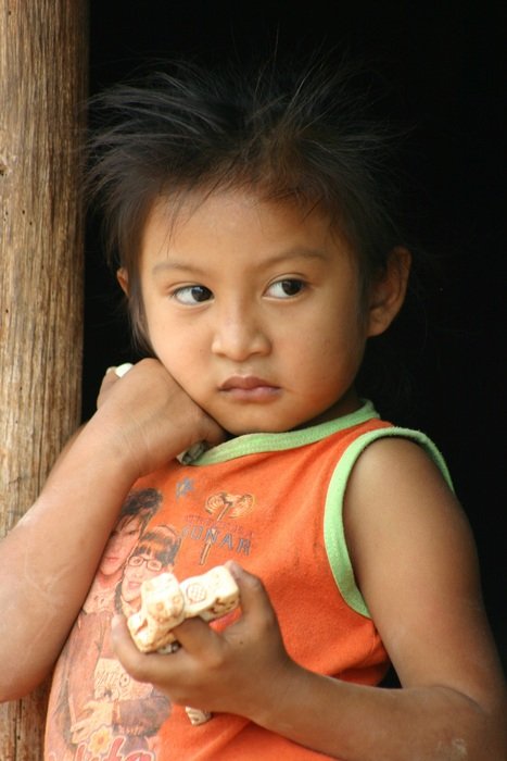 Portrait of a pensive little girl in india