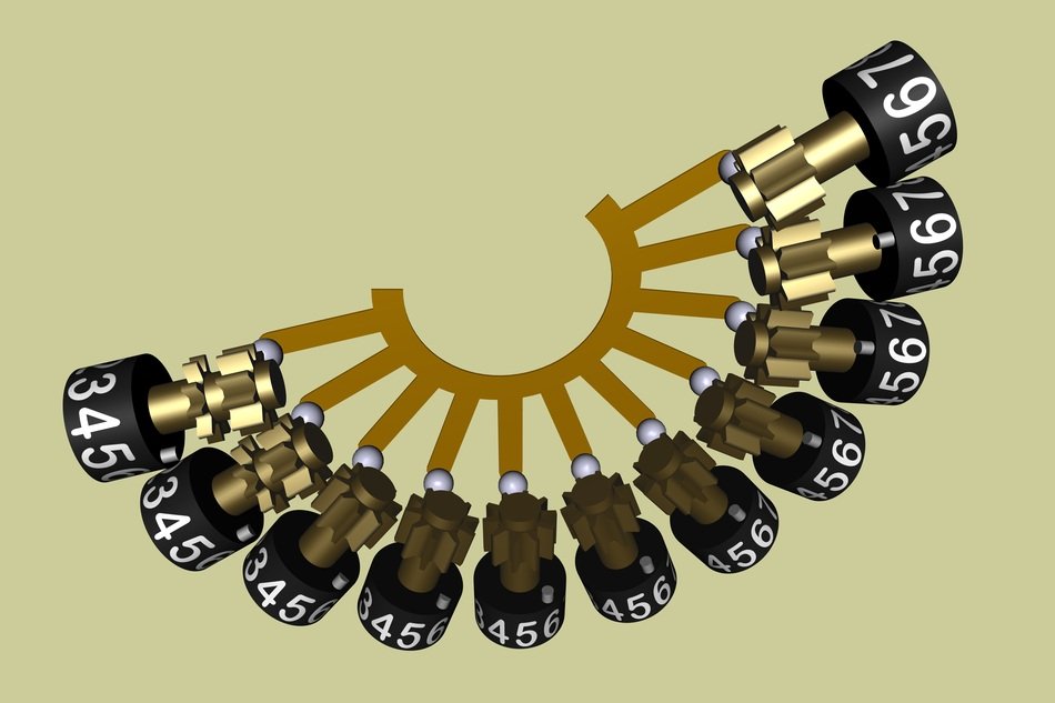 gear numerals for pocket calculator