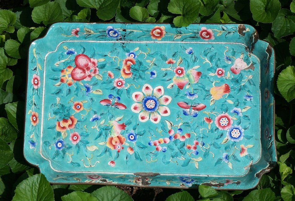 Beautiful colorful antique tray