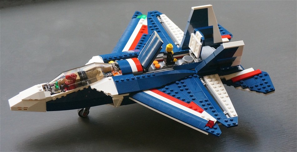 Lego fighter jet on the table