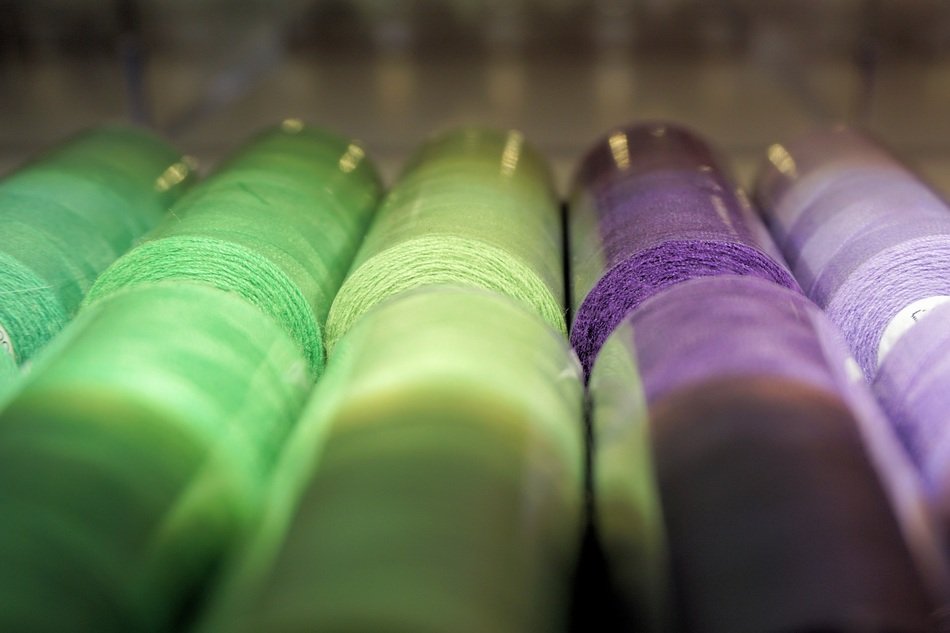 sewing threads in green range