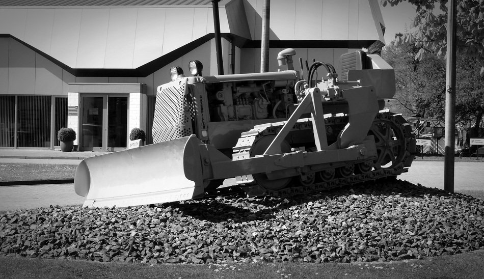 Black and white photo of the caterpillar