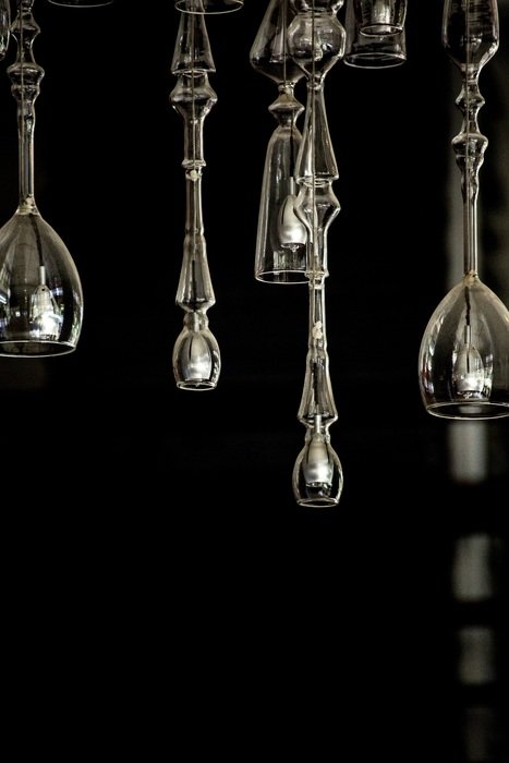glass chandelier on the ceiling