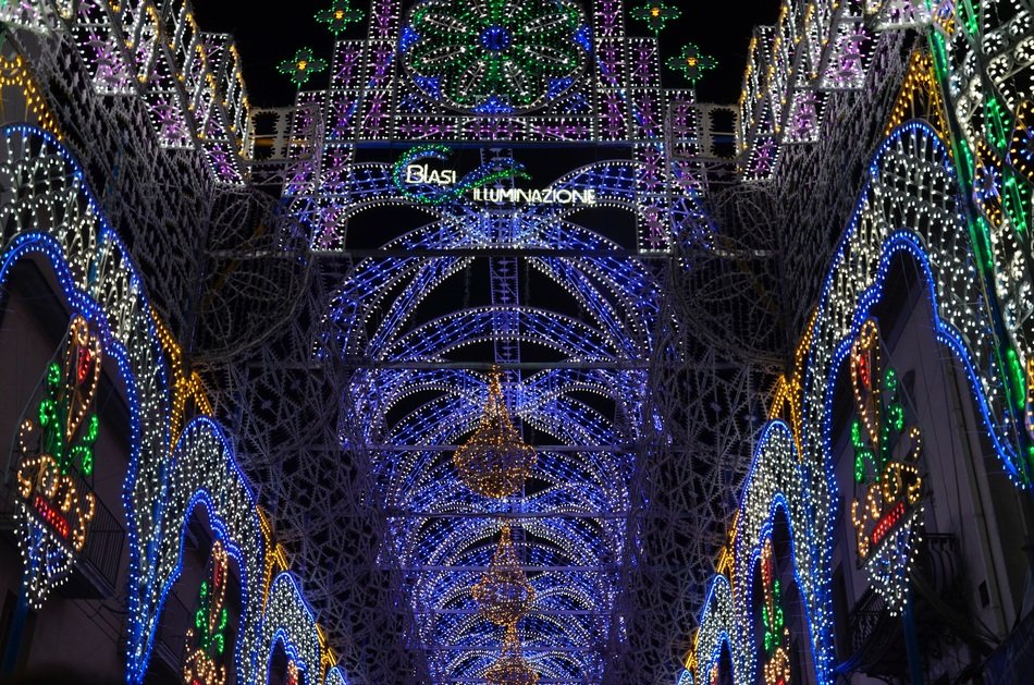colorful illumination at a street party