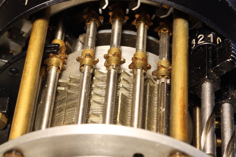gearbox of the mechanical calculator closeup