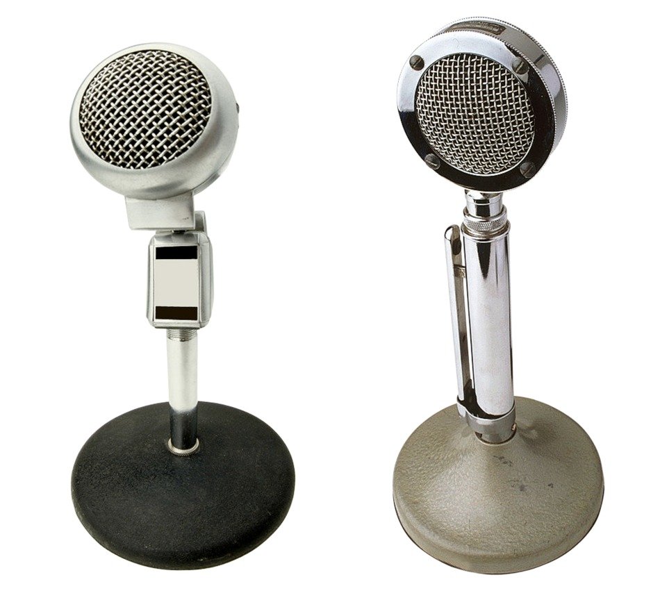 isolated vintage microphones
