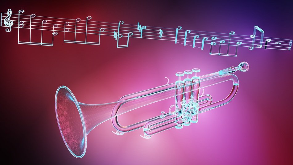 trumpet on a pink background