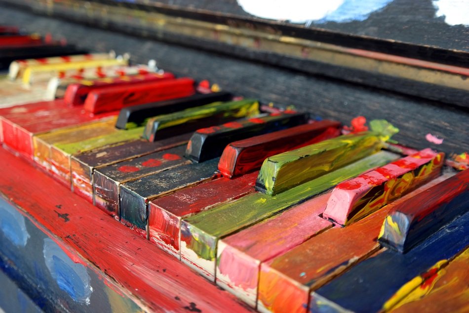 multicolored piano keys