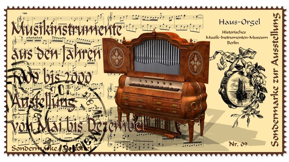 Organ on the postcard drawing