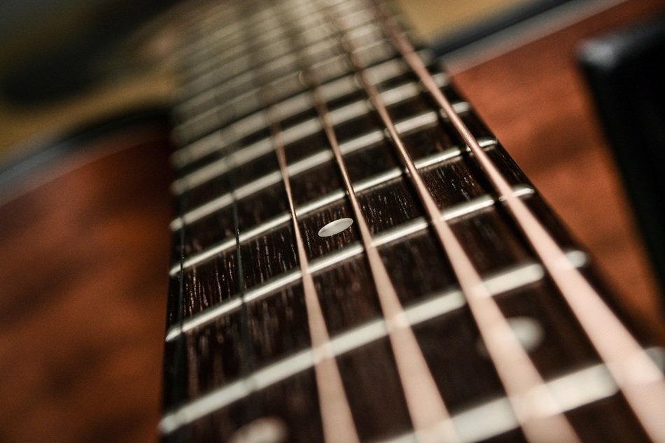 strings of the guitar close up