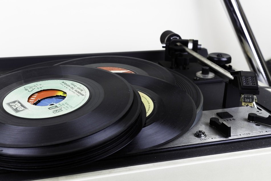 lot of records on the music player