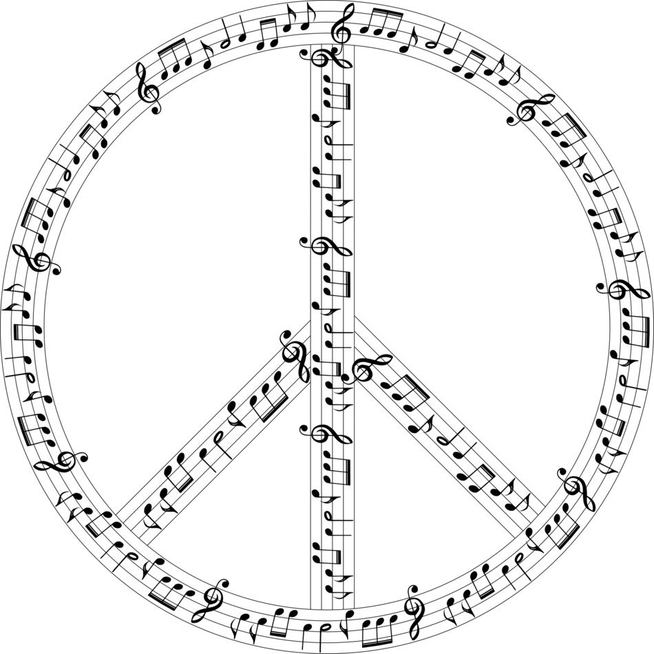 Peace sign composed of musical notes free image download