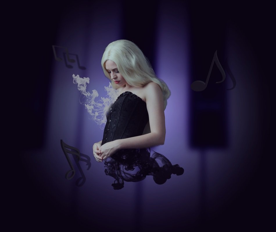 Music Notes and blond girl