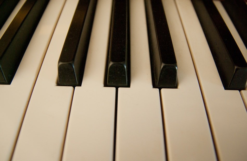black and white keys close up