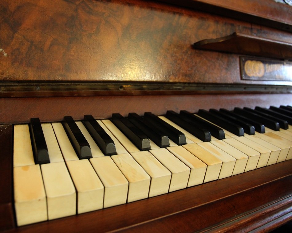 Black and white piano of the wooden piano